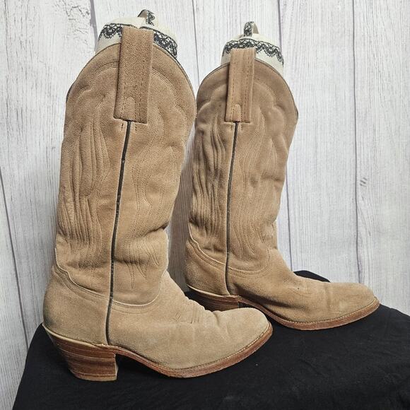 VTG Frye Tan Suede Leather Made in USA Boots, Style 3845, size 7.5 D main image 6